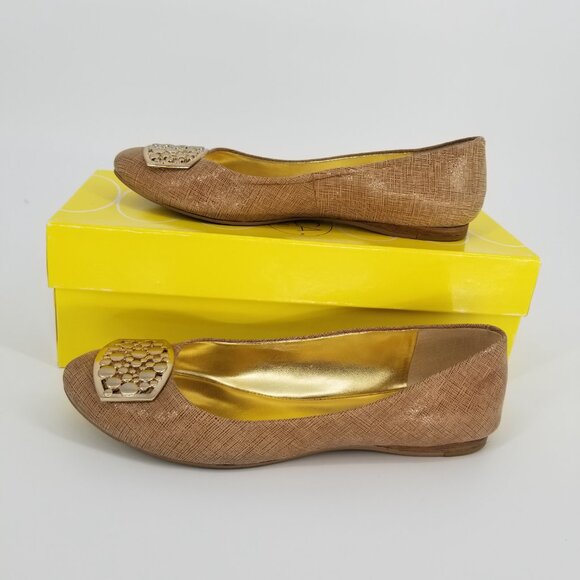 Joan and David Embellished Leather Ballet Flat - 6.5 - Cjanora Bronze & Gold - Picture 6 of 10